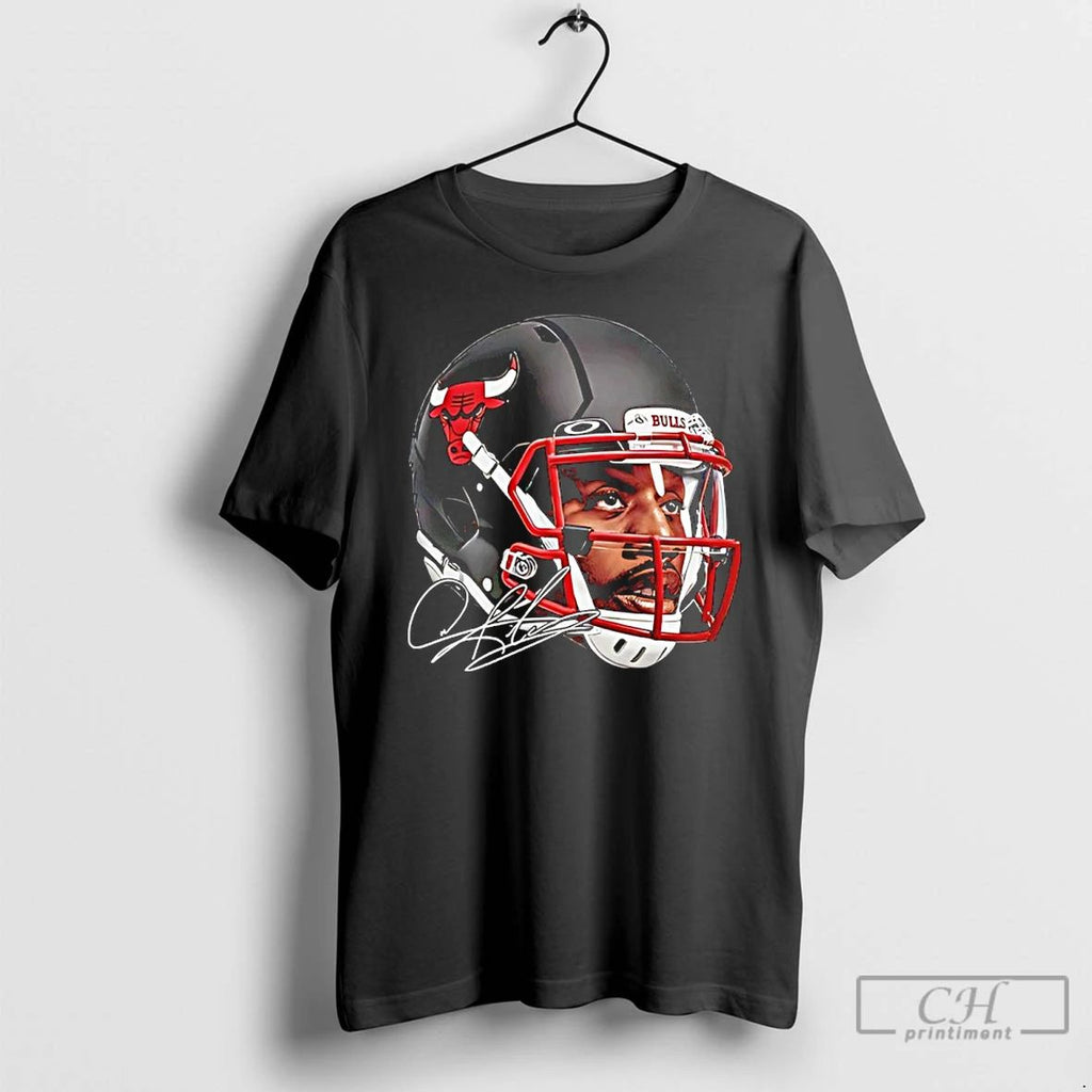 Classic Dennis Rodman Chicago Bulls Football Helmet Signature T Shirts Hoodie Longsleeve