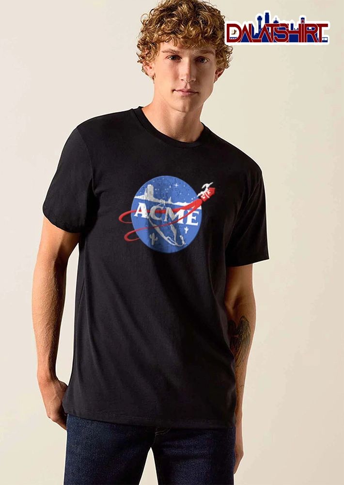 Nasa Acme rocket launching over desert landscape shirt