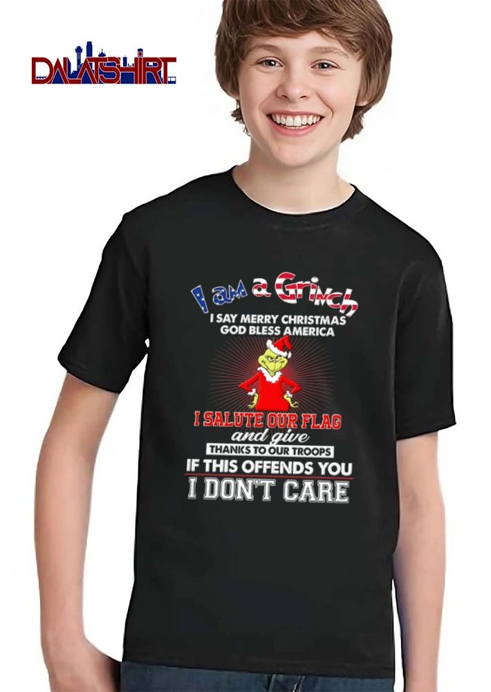 I Am A Grinch I Say Merry Christmas God Bless America I Salute Our Flag shirt