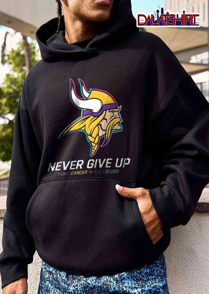 Minnesota Vikings Never Give UP Fight Cancer IN ALL Colors viking mascot head profile illustration shirt