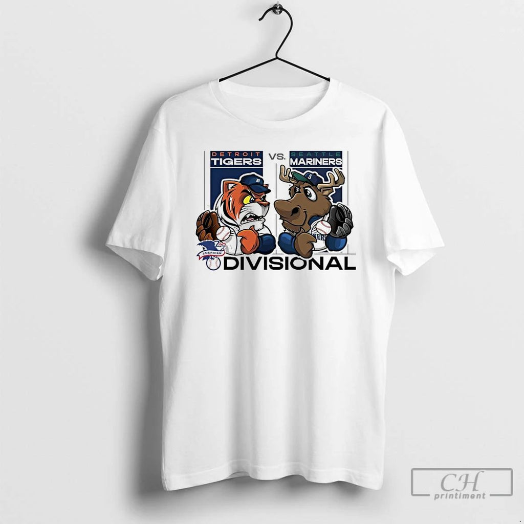 Classic Detroit Tigers Vs Seattle Mariners 2025 Al Divisional Series Mascot T Shirts Hoodie Longsleeve