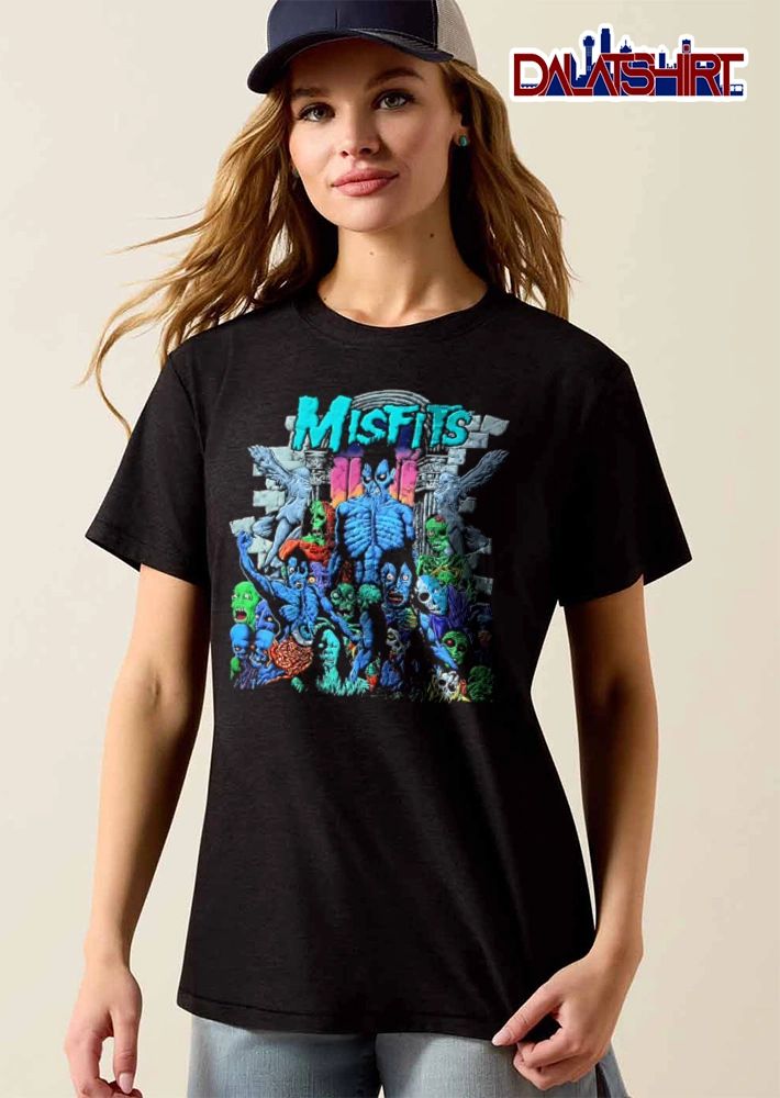 Misfits blue zombies crowd stone archway shirt