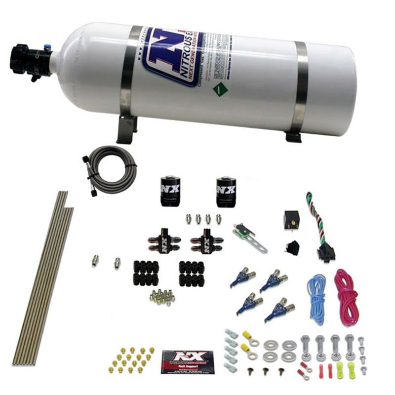 4 Cyl Gas Nitrous Kit 100-250HP w/15lb Bottle