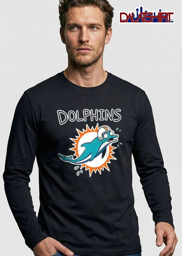 Miami Dolphins cartoon dolphin wearing football helmet meme shirt