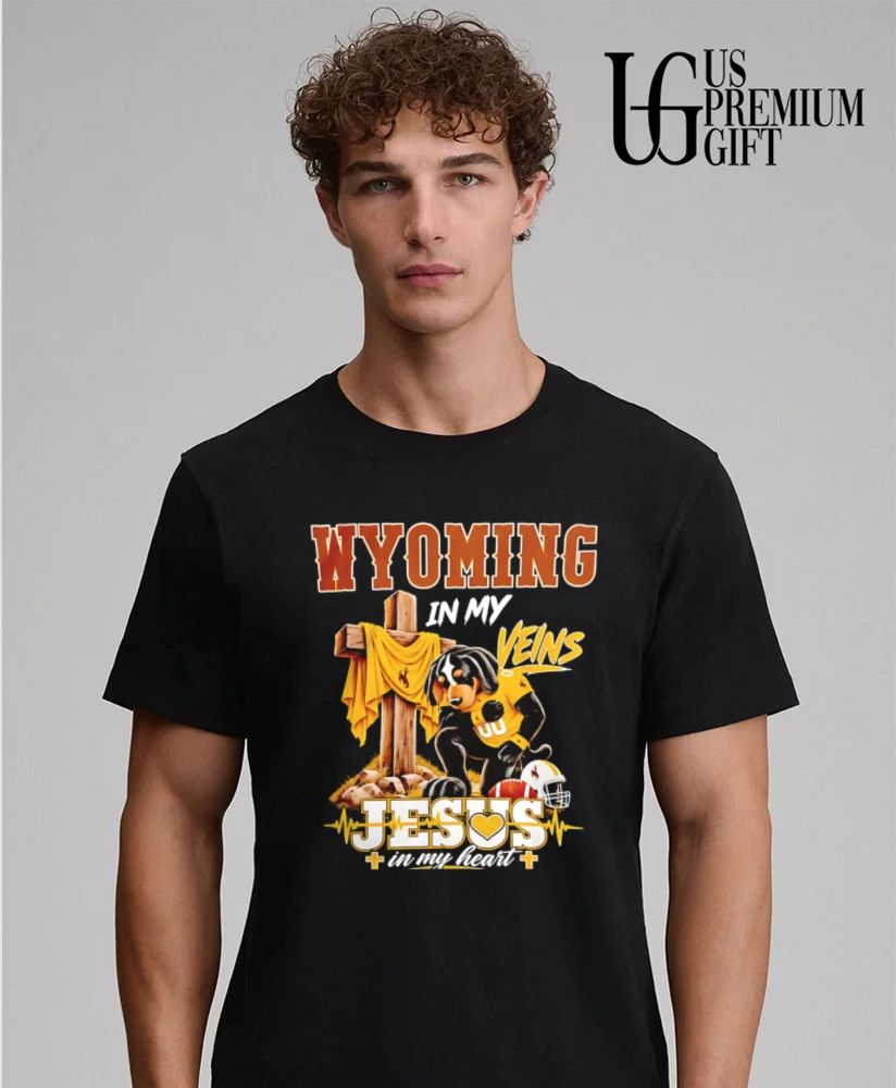 Wyoming Cowboys Dog In My Veins Jesus In My Heart Faith Football mascot shirt