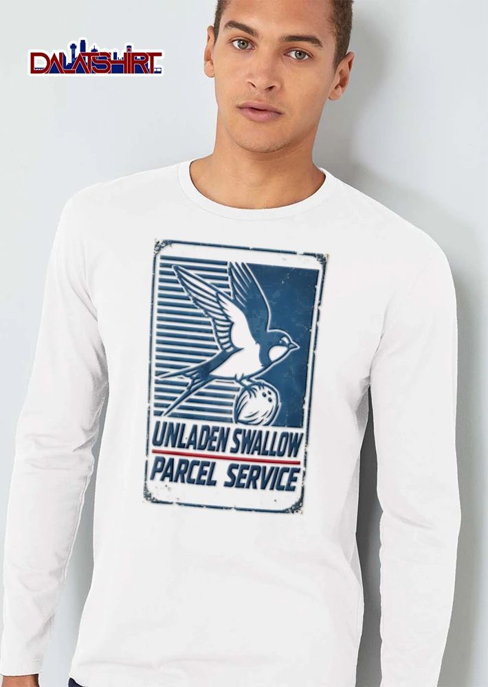 Unladen Swallow Parcel Service bird carrying bowling ball shirt