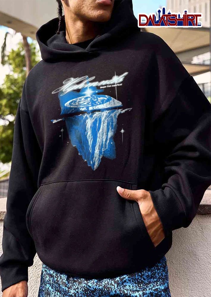 Deeper Than Superficial blue iceberg floating dark background shirt
