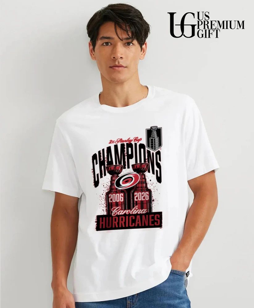 Carolina Hurricanes 2X Stanley Cup Champions Earned and Raised NHL trophy shirt