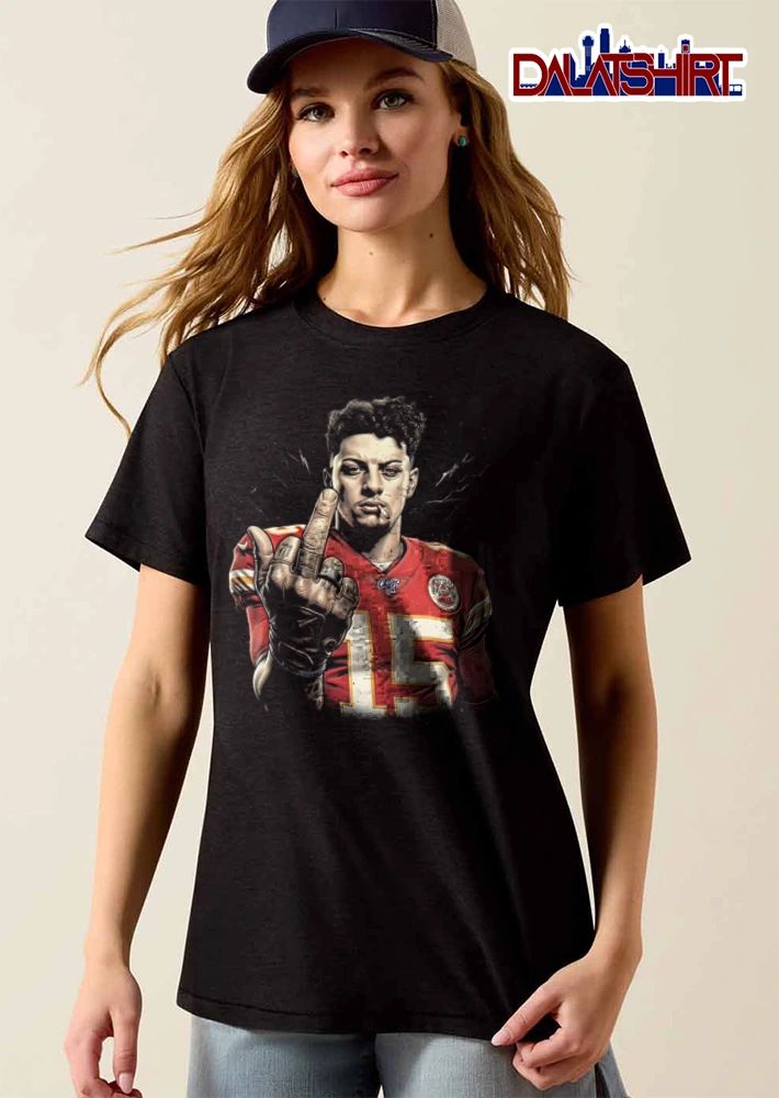 Kansas City Chiefs Patrick Mahomes 15 man cigarette middle finger jersey shirt
