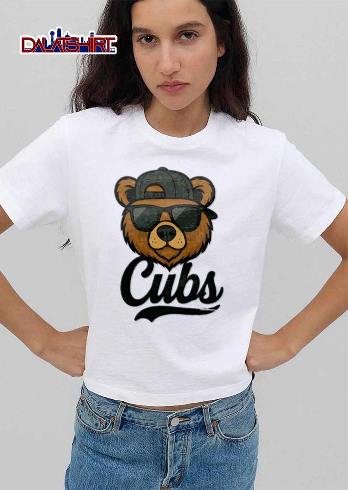Chicago Cubs bear wearing sunglasses cap cartoon shirt