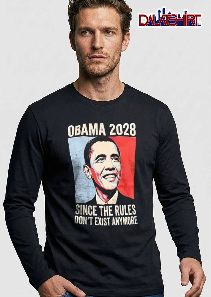 Obama Since The Rules Dont Exist Anymore Barack portrait red blue background 2028 shirt