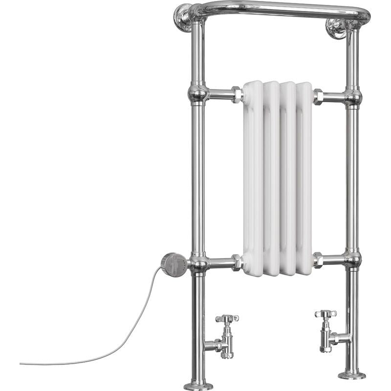 Arundel – White Traditional Dual Fuel Towel Rail H963mm x W493mm Thermostatic – Floor Standing