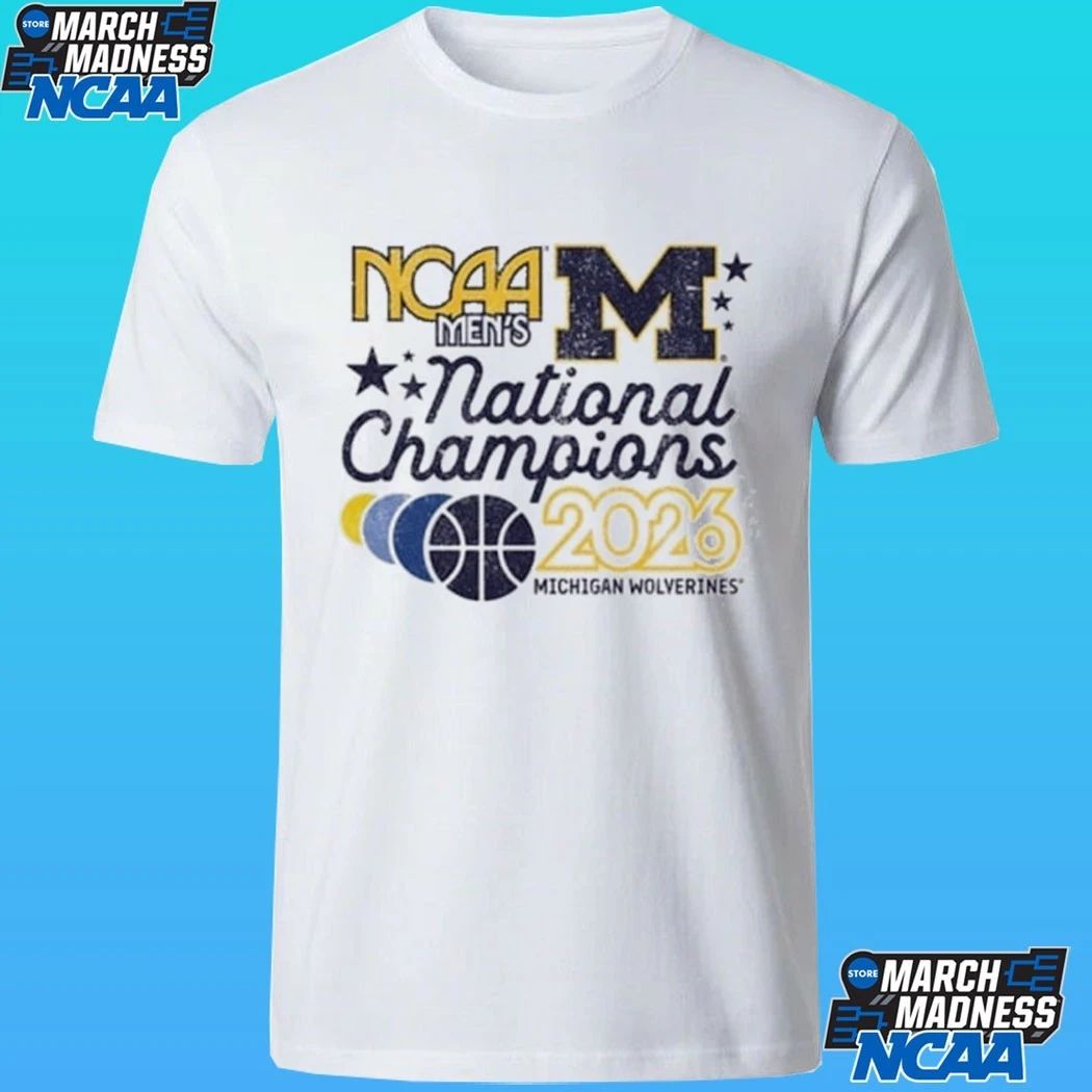 Michigan Wolverines Mens Ivory 2026 Men’s Basketball National Champions Banners Shirt