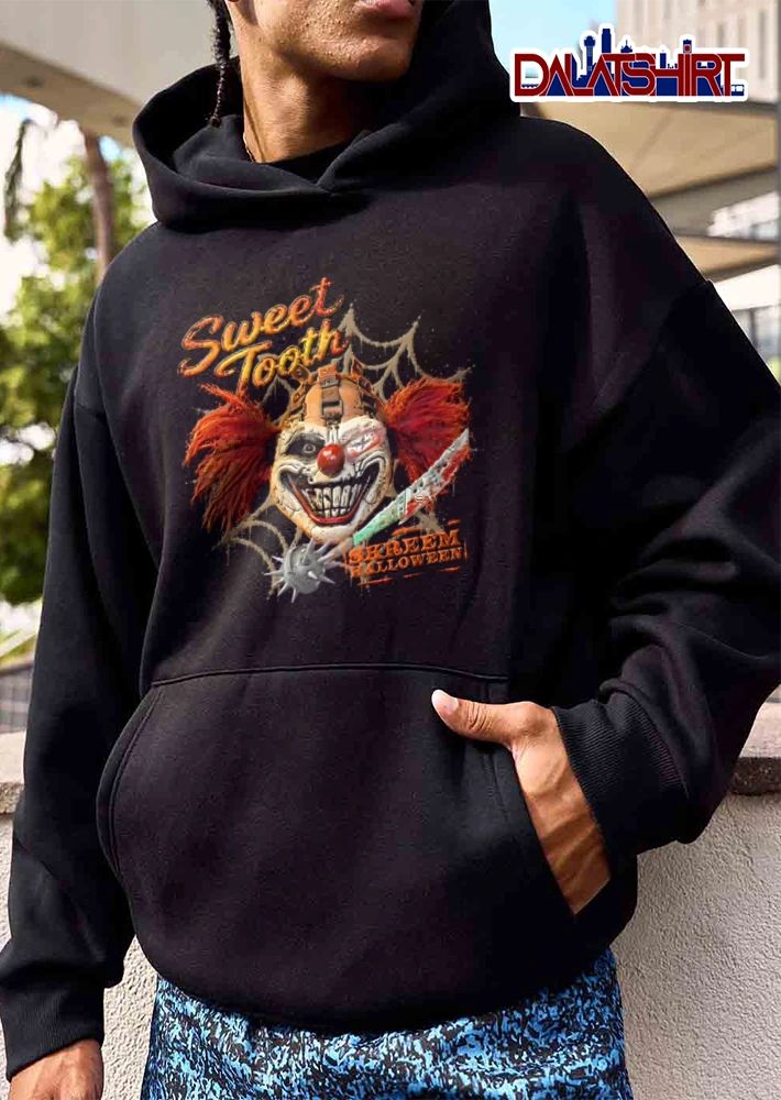 Sweet Tooth Skreem Halloween evil clown mask red hair maces shirt