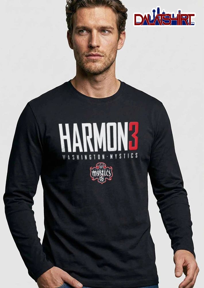 WNBA Washington Mystics Harmon 3 text and team logo graphic shirt