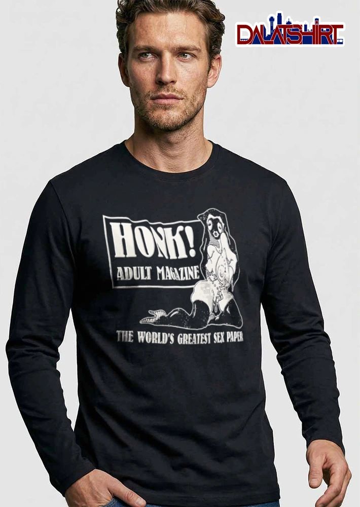 Honk Adult Magazine The Worlds Greatest Sex Paper nun wearing mask lingerie illustration shirt