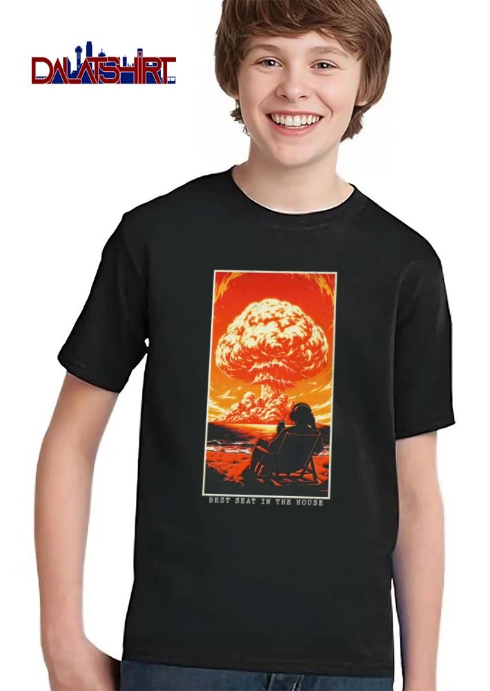 Seat In The House person wearing headphones sitting beach mushroom cloud explosion shirt