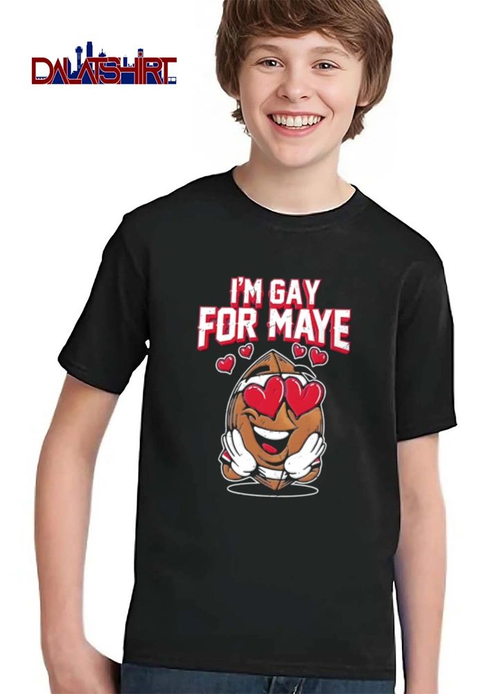 Maye I Am Gay For Maye cartoon football heart eyes smiling shirt