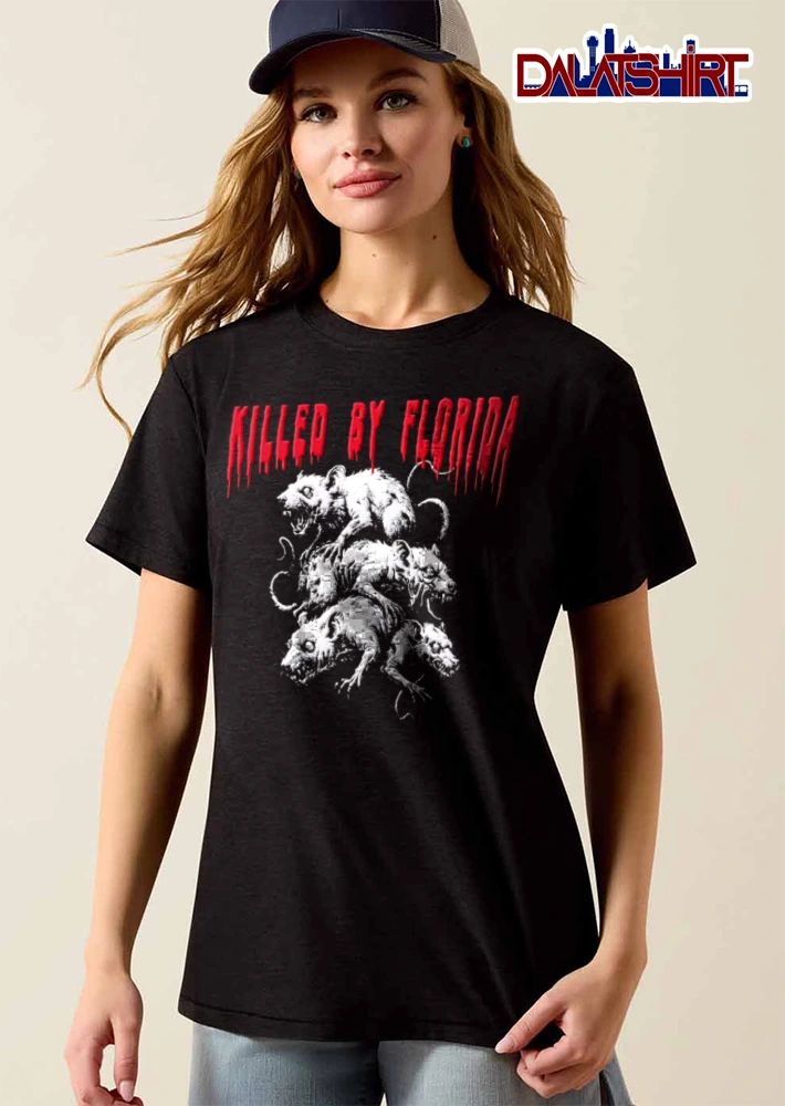 Killed BY Florida stacked aggressive rats black background shirt
