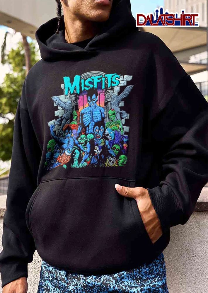 Misfits blue zombies crowd stone archway shirt