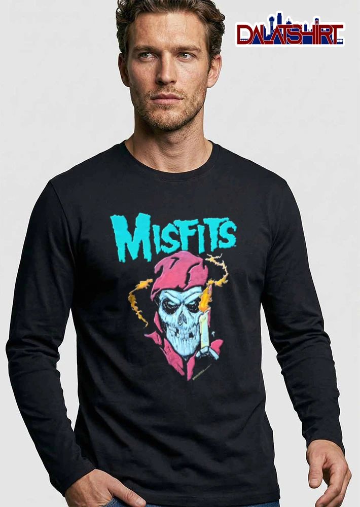 Misfits skull wearing hood holding candle shirt