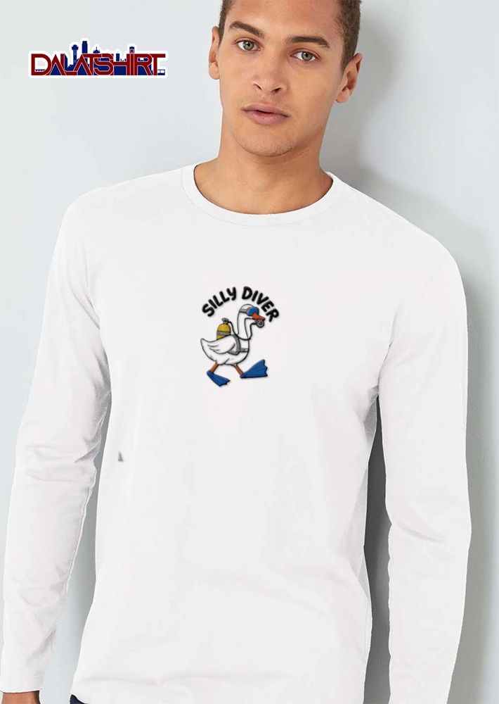 Silly Diver goose wearing scuba gear flippers shirt