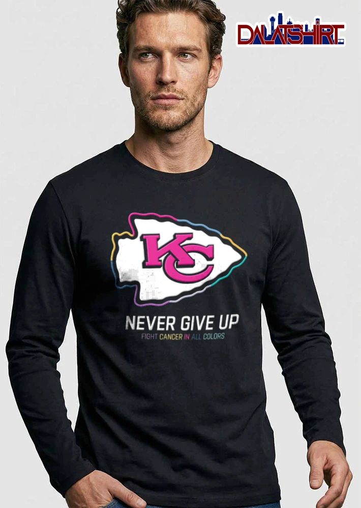 Kansas City Chiefs Never Give UP Fight Cancer IN ALL Colors logo colorful outline shirt