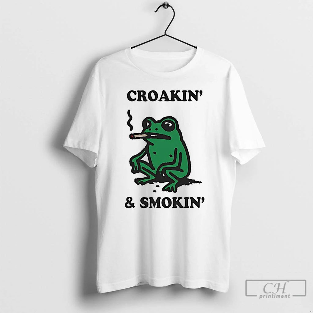 Classic Frog Smoking Croakin And Smokin Cartoon T Shirts Hoodie Longsleeve