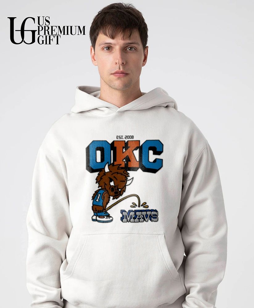 Rumble the Bison Oklahoma City Thunders peeing on Mavs shirt