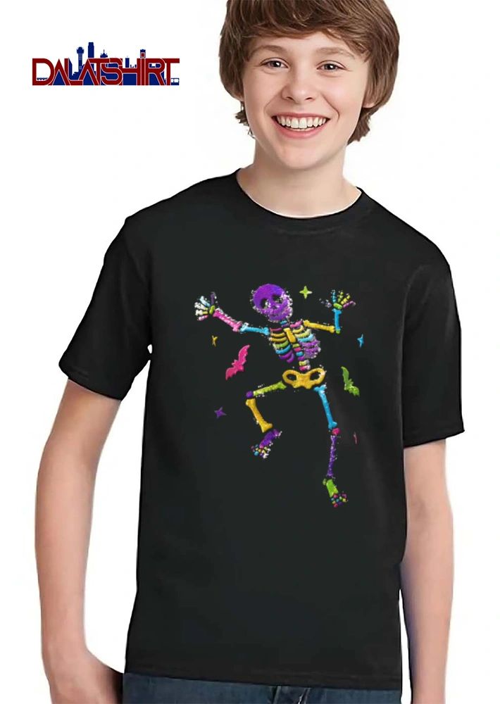 Skeleton dancing bats colorful sequin shirt