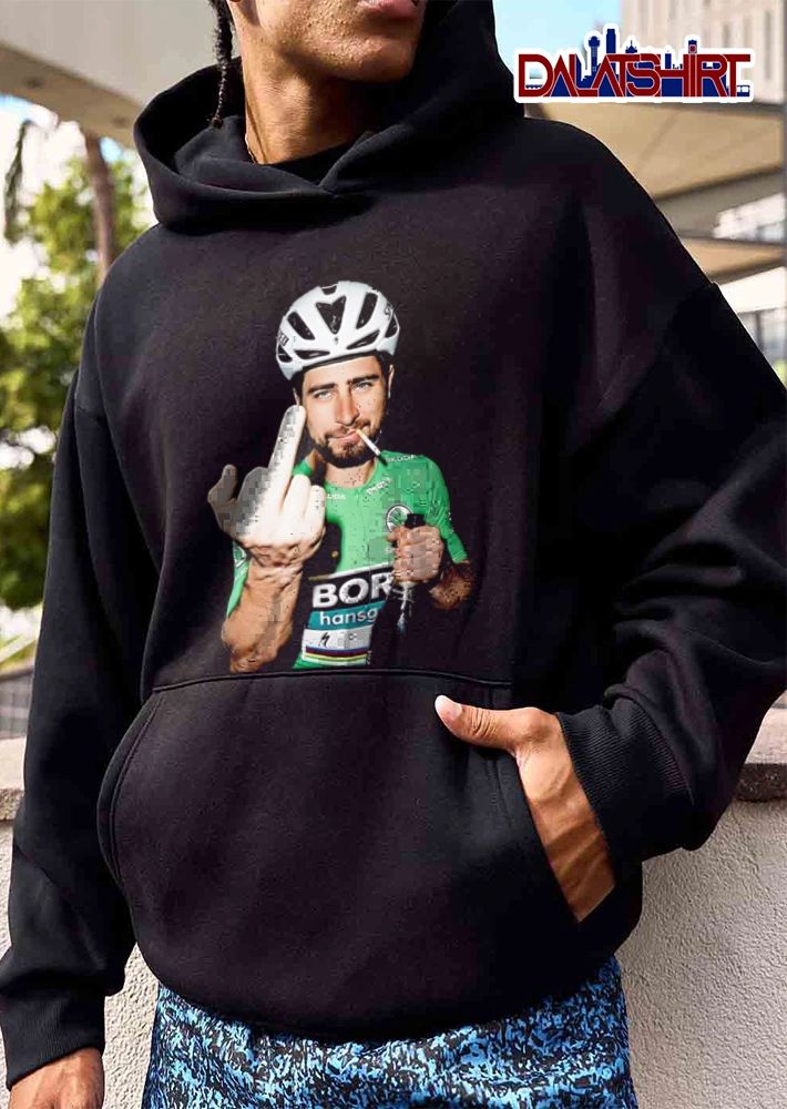 Skoda cyclist helmet cigarette champagne middle finger shirt