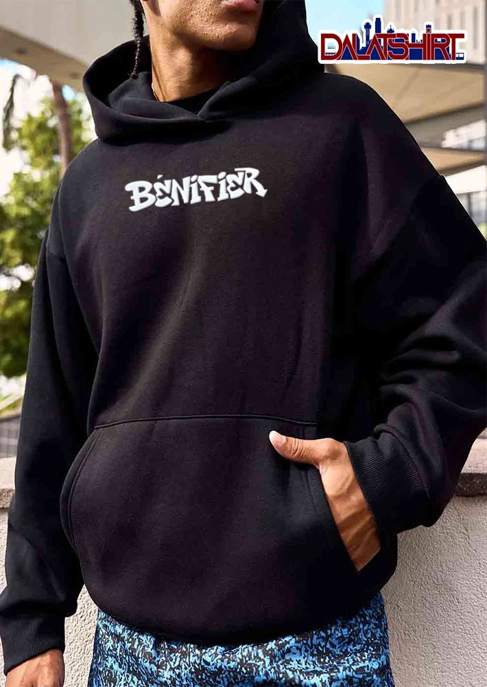 Benifier white graffiti style text shirt
