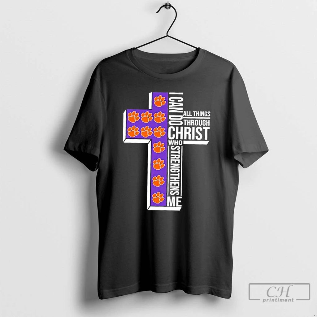 Classic I Can Do All Things Through Christ Who Strengthens Me Clemson Tigers Football Cross