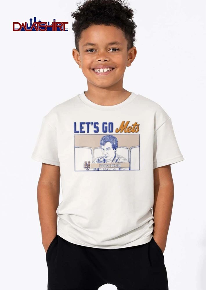 New York Mets Nathan Fielder Let S Go Mets man sitting in stadium illustration shirt