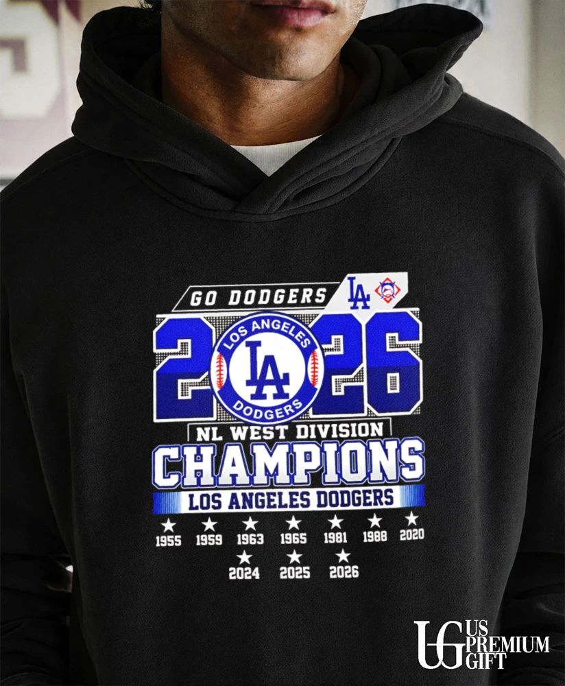 Los Angeles Dodgers Go Dodgers 2026 NL West Division Champions 10 Stars logo shirt