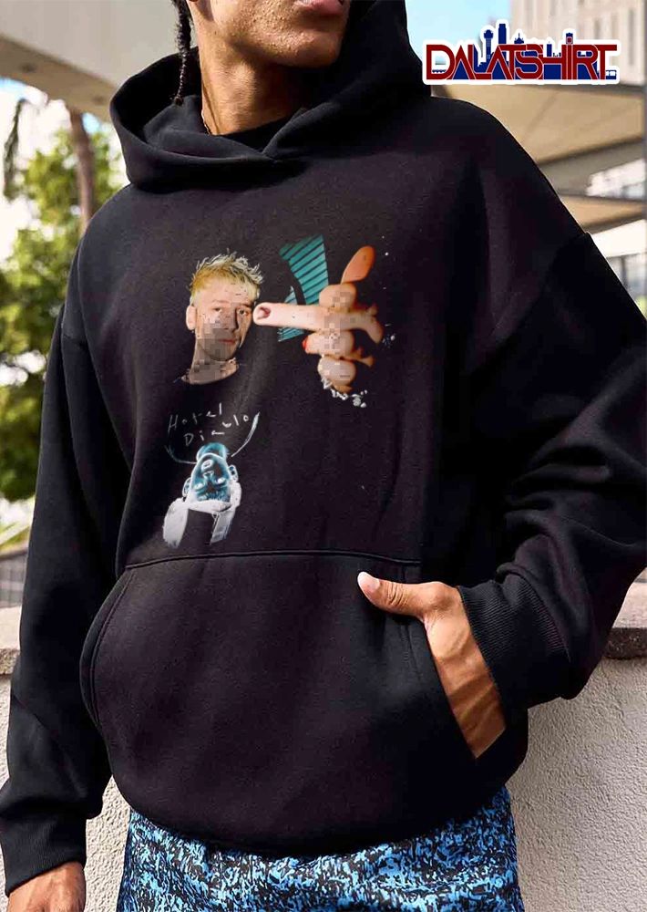 Machine Gun Kelly man blonde hair middle finger shirt
