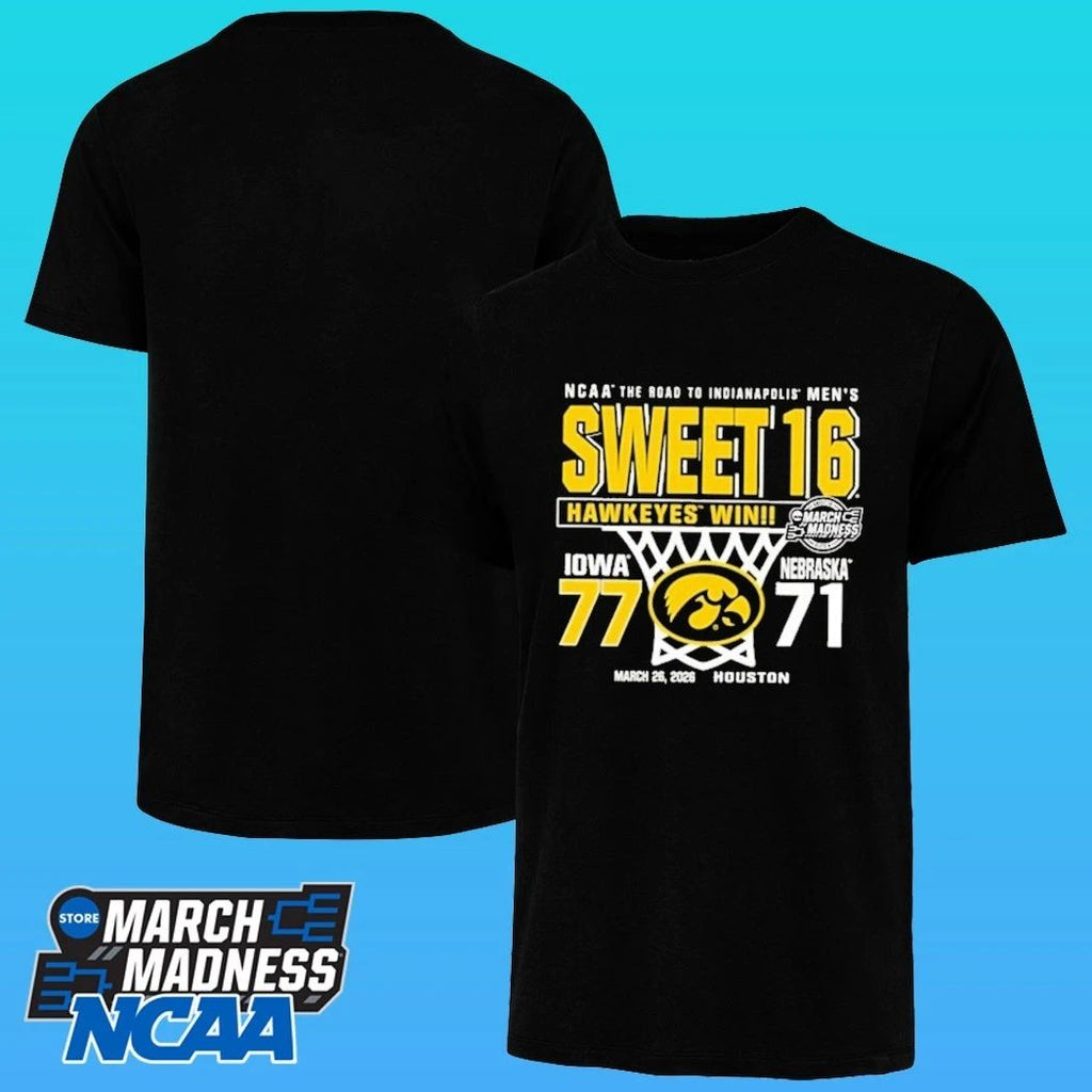 Iowa Hawkeyes Ncaa Men’s Basketball Sweet 16 Score Vs Nebraska Cornhuskers Shirt