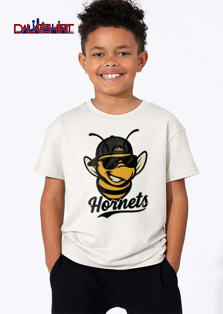 Charlotte Hornets cartoon bee wearing sunglasses cap shirt