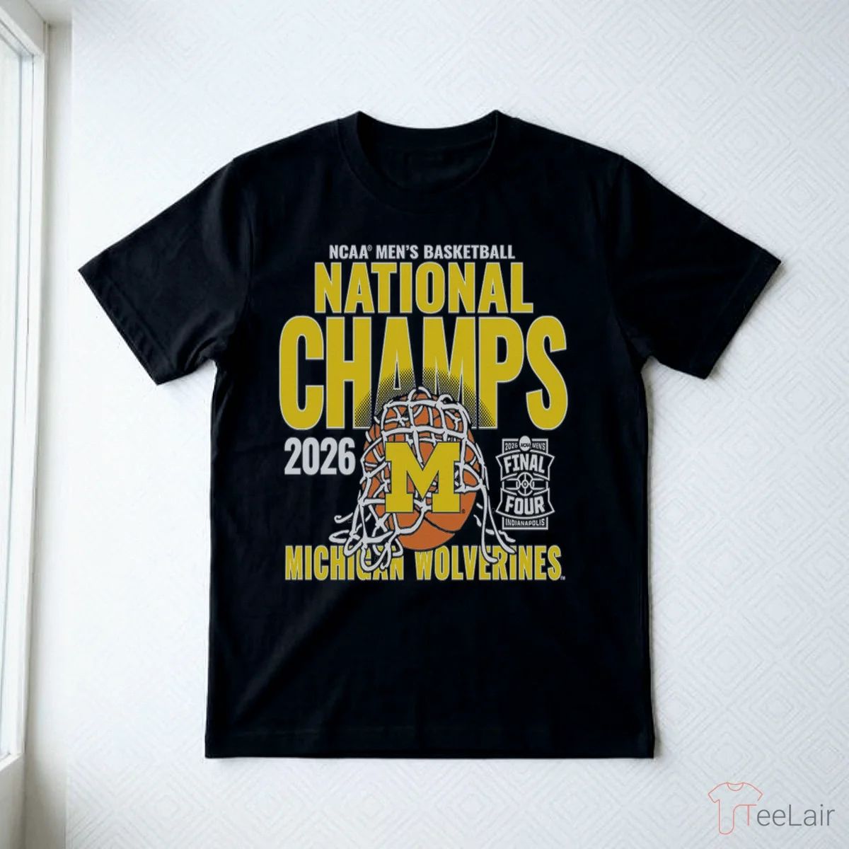 Michigan Wolverines Men’S Basketball National Champions Cut Net Navy T-Shirt
