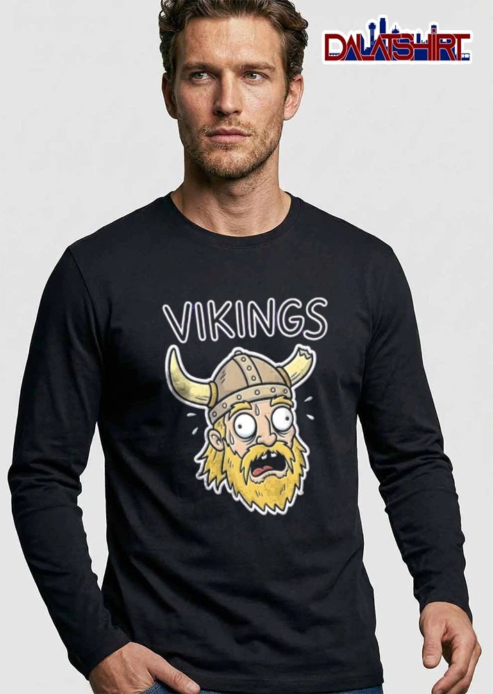 Minnesota Vikings cartoon viking head sweating scared meme shirt