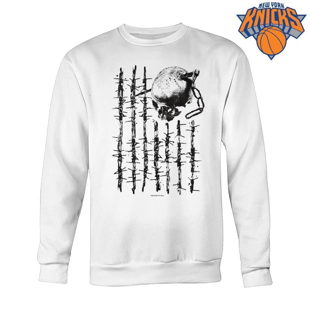 Welcome To Hell Grunge Skull Barbed Wire Dark Gothic Aesthetic Shirt