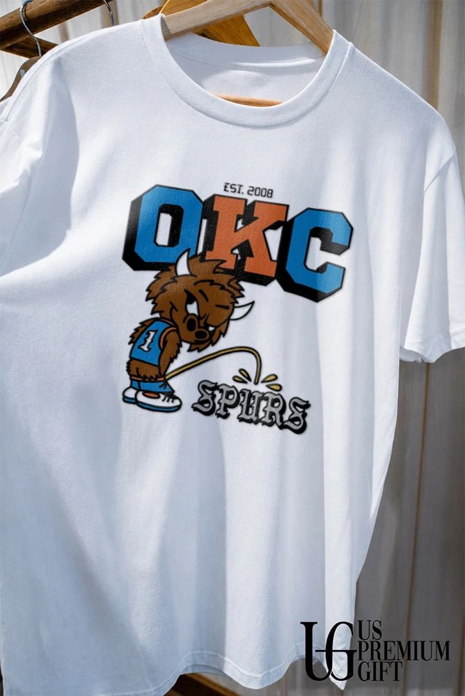 Rumble the Bison Oklahoma City Thunders peeing on Spurs shirt