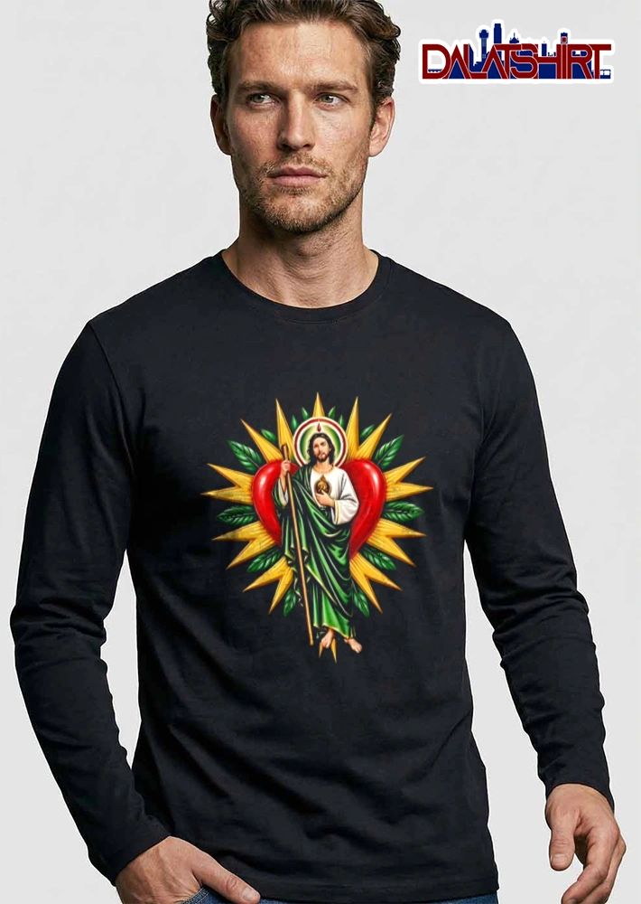 Saint Jude holding staff heart shirt