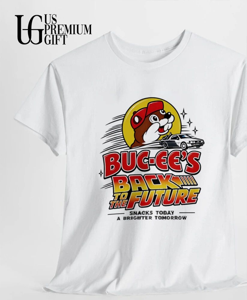 Buc-ee’s Back to the Future sam great snacks a brighter Tomorrow logo shirt