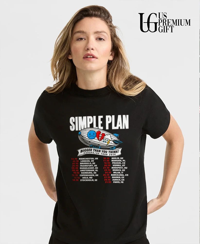 Simple Plan Bigger Than You Think Europe Uk Tour 2026 shirt