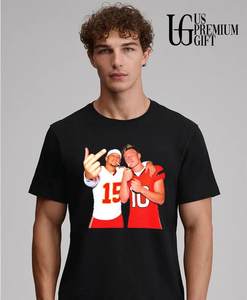 Bo Nix and Patrick Mahomes middle finger cigarettes shirt