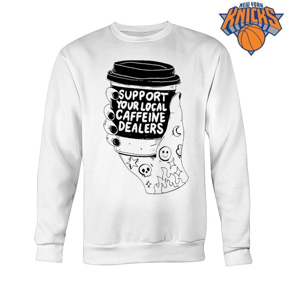 Support Your Local Caffeine Dealers Halloween Tattoo Hand Coffee Cup Gothic Shirt
