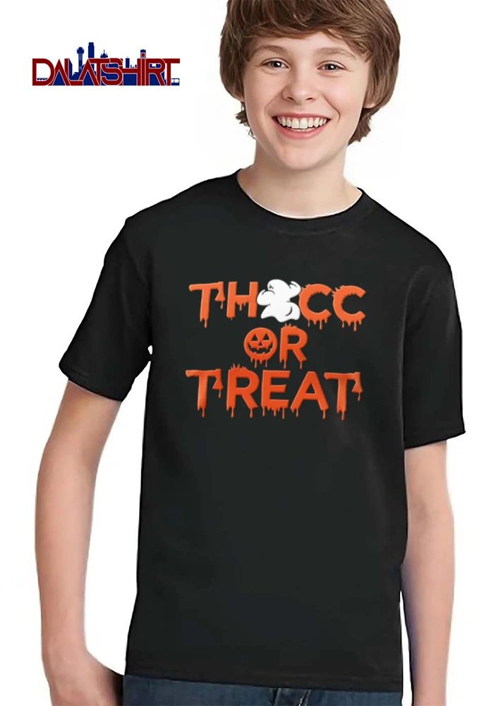 Thocc Or Treat ghost jack O lantern dripping font shirt