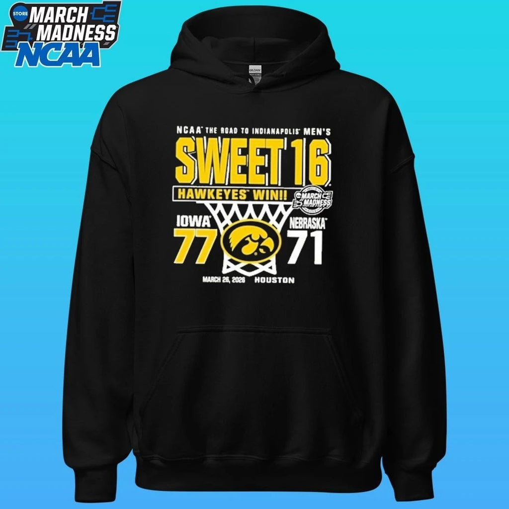 Iowa Hawkeyes Ncaa Men’s Basketball Sweet 16 Score Vs Nebraska Cornhuskers Shirt