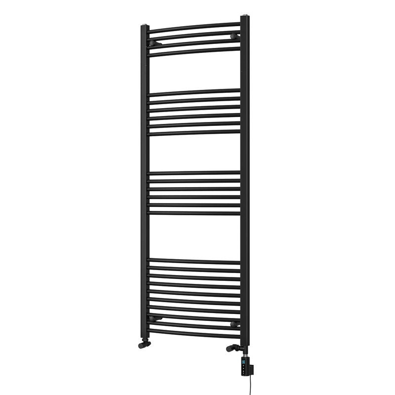 Zennor – Black Dual Fuel Towel Rail H1600mm x W600mm Thermostatic WIFI – Curved